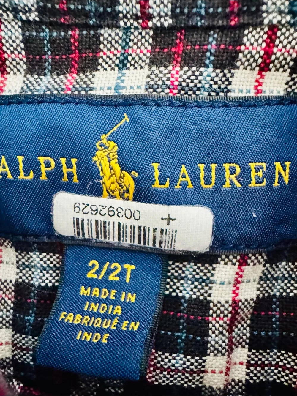 Ralph Lauren Kid’s Navy & White Plaid Button-Down Shirt Size 2T